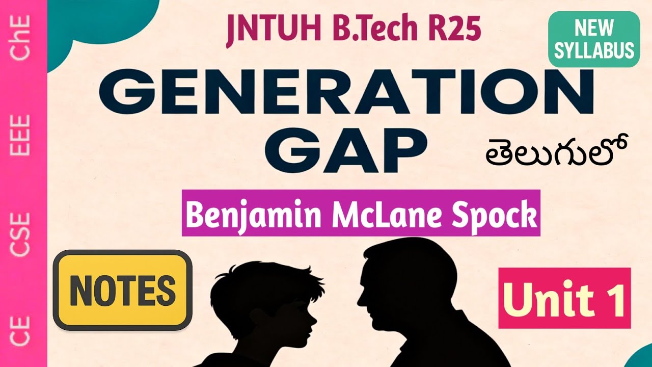 Generation Gap Benjamin M Spock Notes in Telugu I New JNTUH R25 B Tech  English CE CSE EEE ME ChE