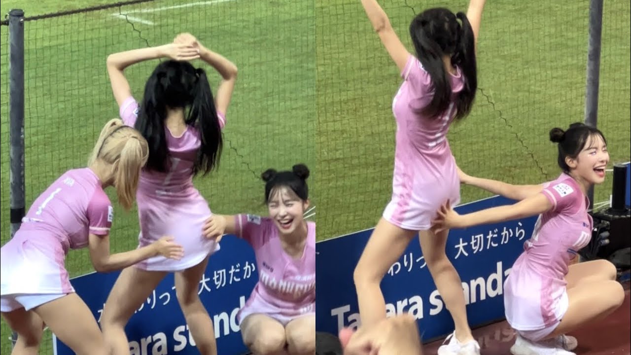 好嗨的八局下～多慧慶祝🎉追平分的方式就是…打筠熹屁屁🤭Rakuten Girls～台湾チア、2023/1009