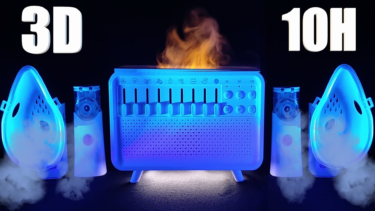 💨 ASMR: 3D-аэрозоль + 4 распылителя и камин 🔥 Тёплый белый шум для мгновенного сна