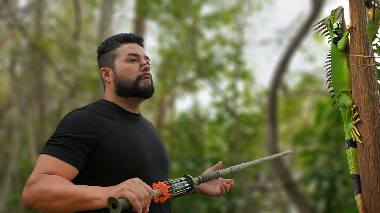 3 Dias Caçando iguanas com Zarabatana, Preparei um Churrasco