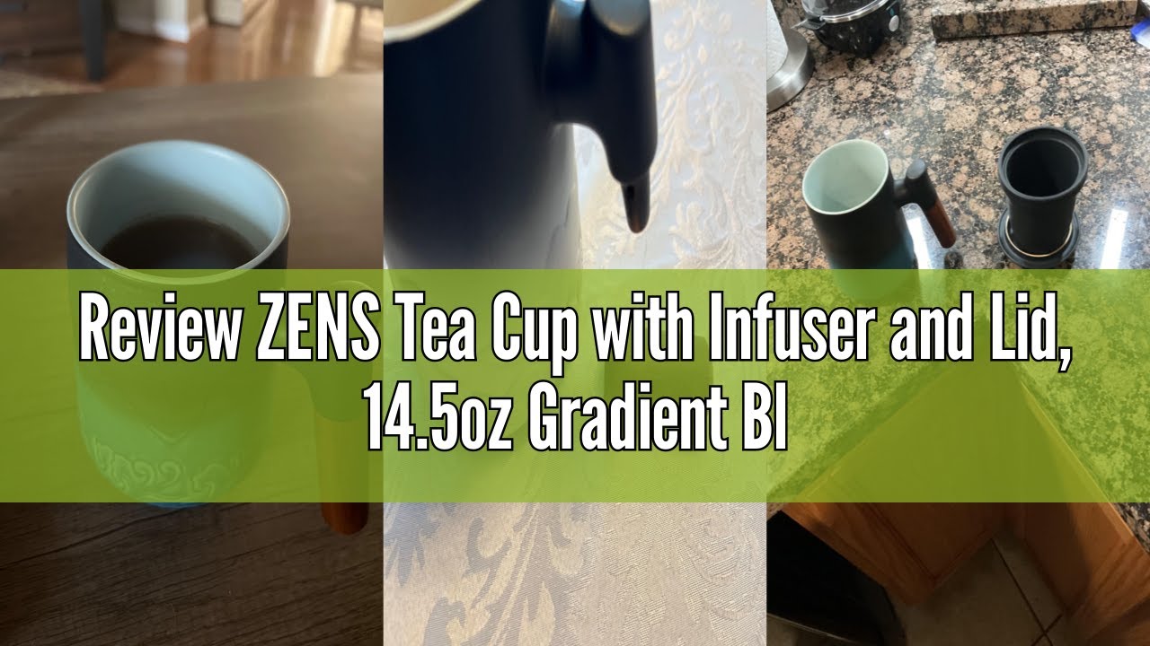 Review ZENS Tea Cup with Infuser and Lid, 14.5oz Gradient Blue Tea Mug for Loose Leaf Tea Steeper, W