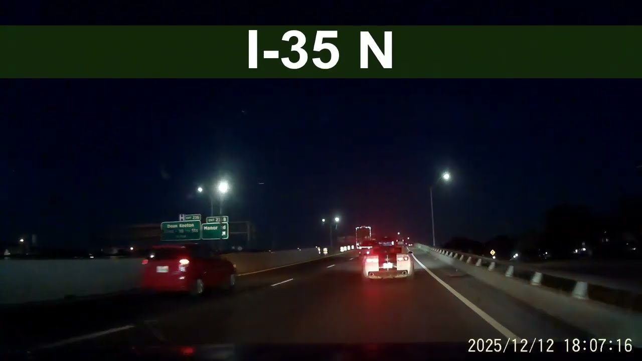 Leaving Austin, TX - I-35 N To 290 E at Night - Dashcam Video