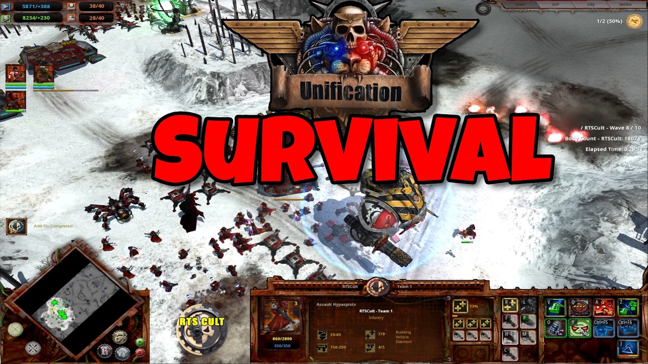 Adeptus Mechanicus vs Chaos Daemons - DoW Unification Survival #dow #dawnofwar #rts #rtsgameplay
