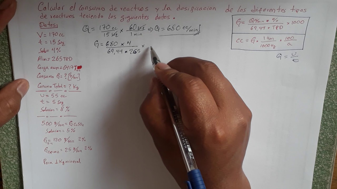 CALCULO DE CONSUMO Y DOSIFICACION DE REACTIVOS