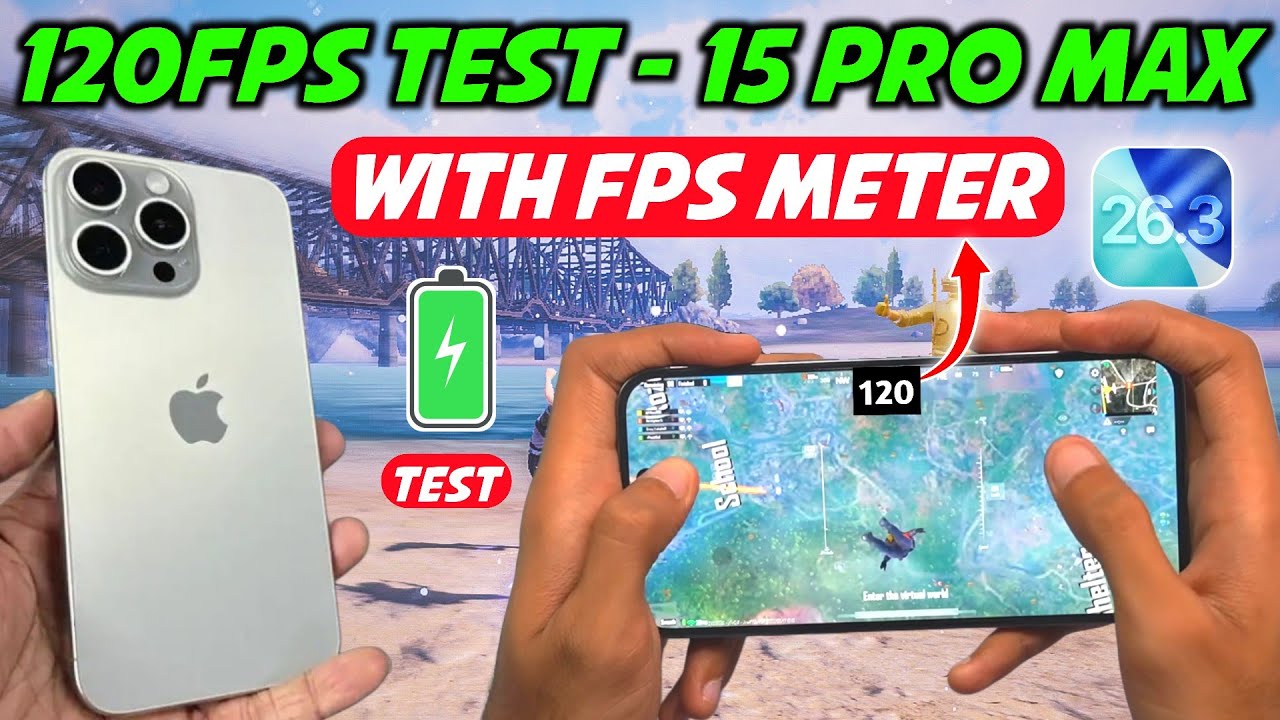 iPhone 15 Pro Max BGMI 120 FPS Test on iOS 26.3 🔥 Real FPS Meter Gameplay & Heating Test