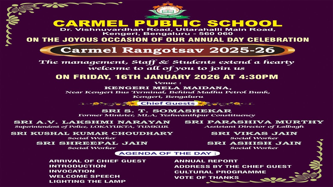 Program Continue ''Carmel Rangotsav 2025-26 '' || CARMEL PUBLIC SCHOOL 16th Jan 2026 ||