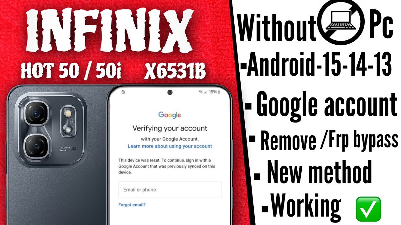 Infinix Hot 50i / 50 FRP Bypass infinix X6531B обход FRP аккаунта Google Android 13/14/15 без ПК