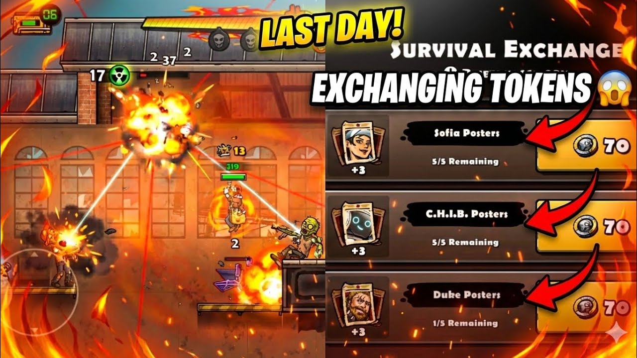 Last Day Of Survival Mode event Exchanging Tokens For Duke And Chib Posters In Earn To Die Rogue