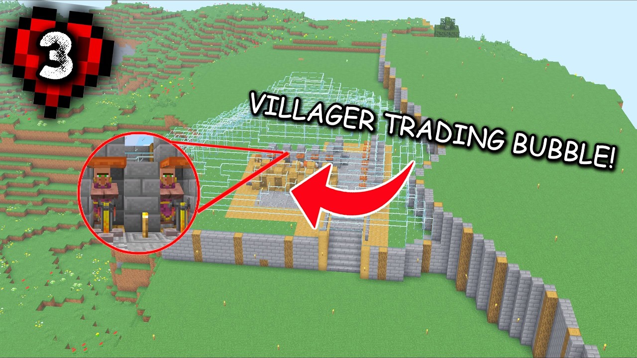 I Built a VIllager Trading Bubble In Hardcore Minecraft!