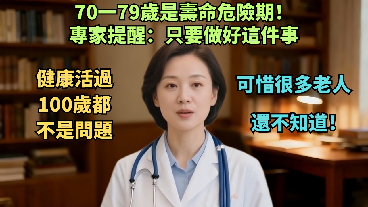 70一79歲是壽命危險期！專家提醒：只要做好這件事，健康活過100歲都不是問題，可惜很多老人還不知道！【安好人生】#长寿秘诀 #70岁养生 #老年健康 #健康饮食 #血管健康 #养生小常识 #长寿十年