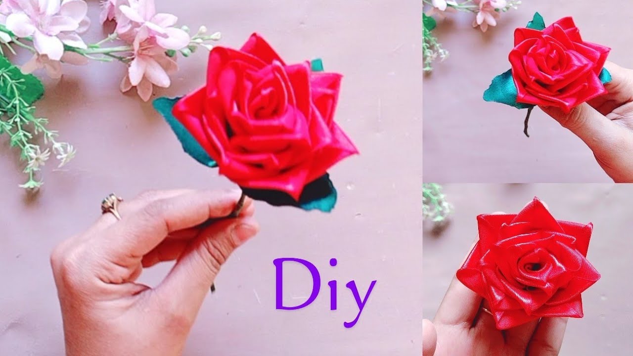 Rose making from Ribbon | How to Make Stick Rose I