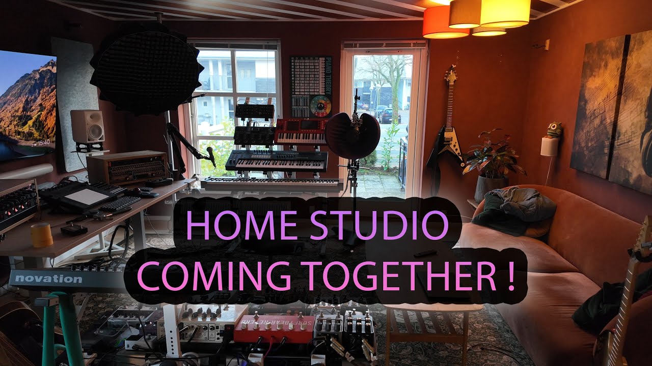 Studio ceiling finished and we get audio through Ableton for the guitar setup !