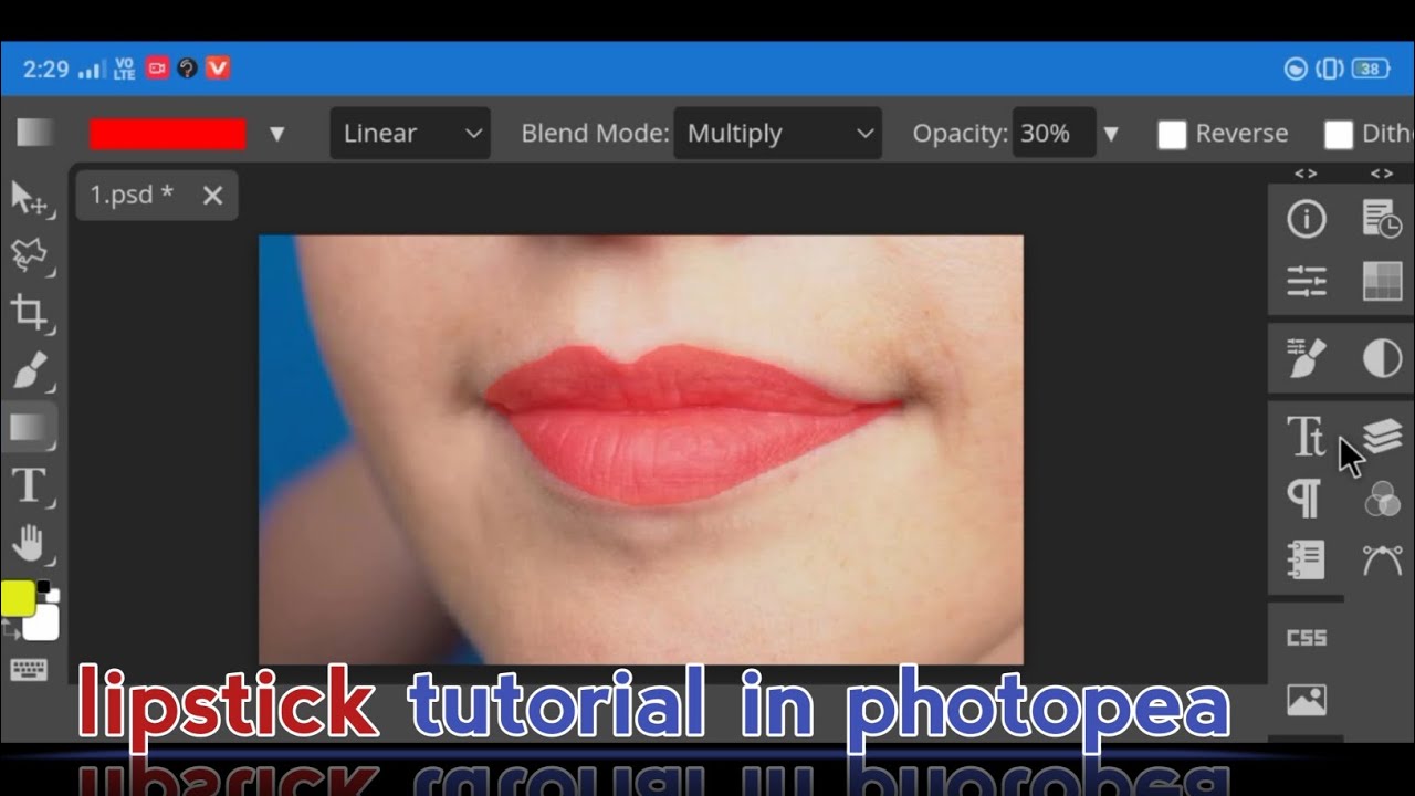 lipstick tutorial in photopea || photoshop || photopea tutorial|| photo editing tutorial #photoshop