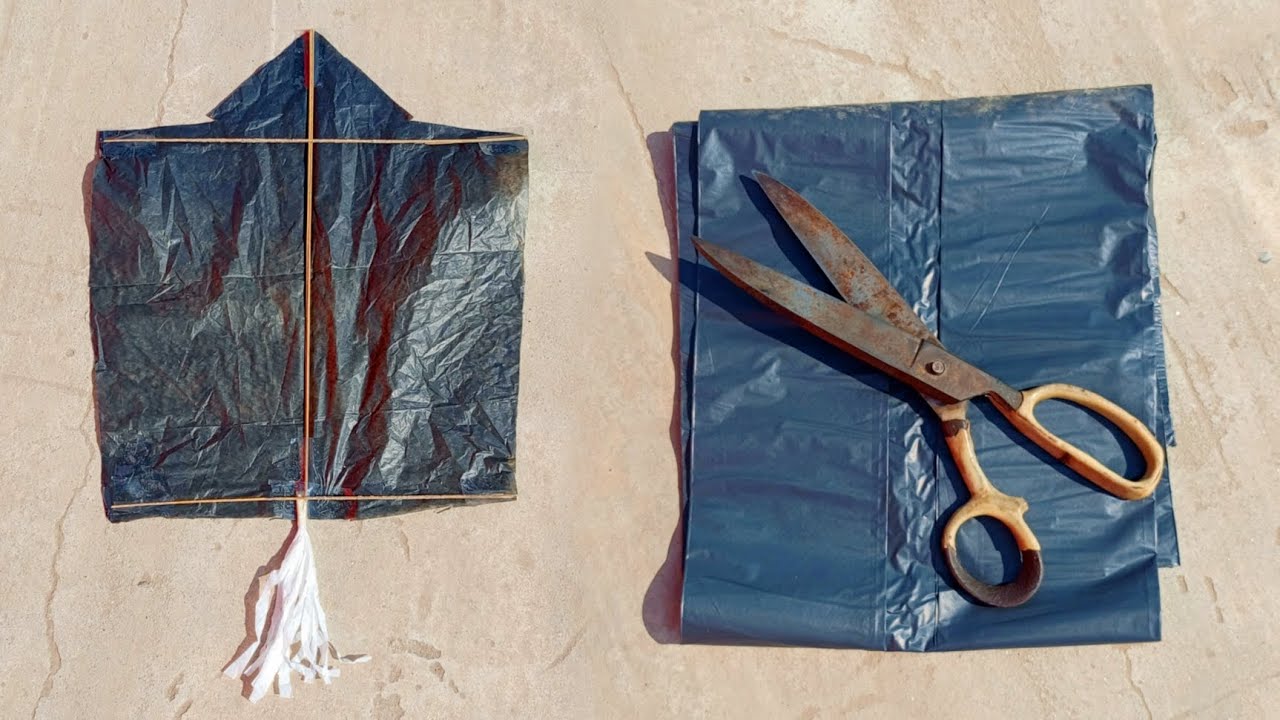 Dolly kite making with plastic bag at home and flying testing 🤩🤩❤️❤️