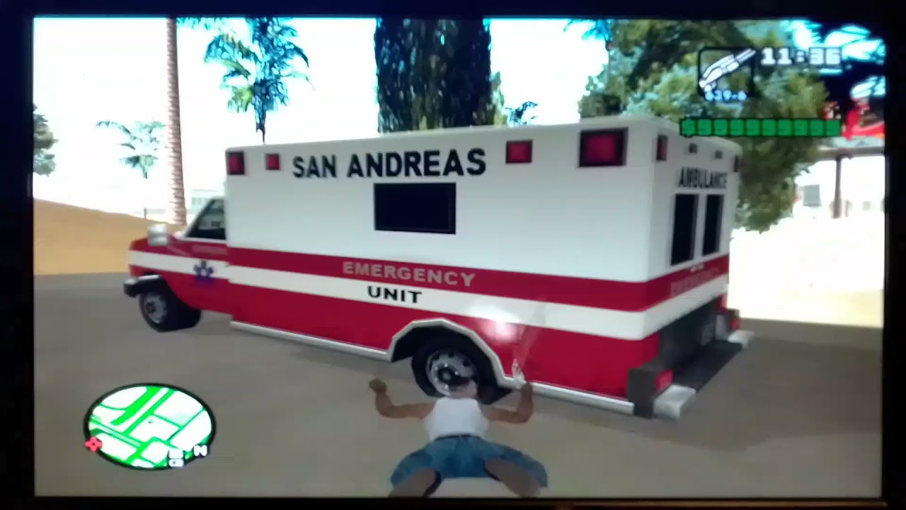 GTA San Andreas Wasted Version VI. (Throwing Grenade + Shotgun in Ambulance)