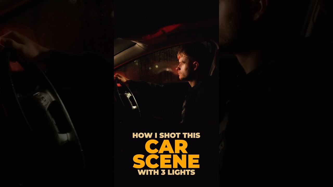 How I shot this car scene with 3 lights # #photography #lighting #filmmaking   #cinematic #shorts