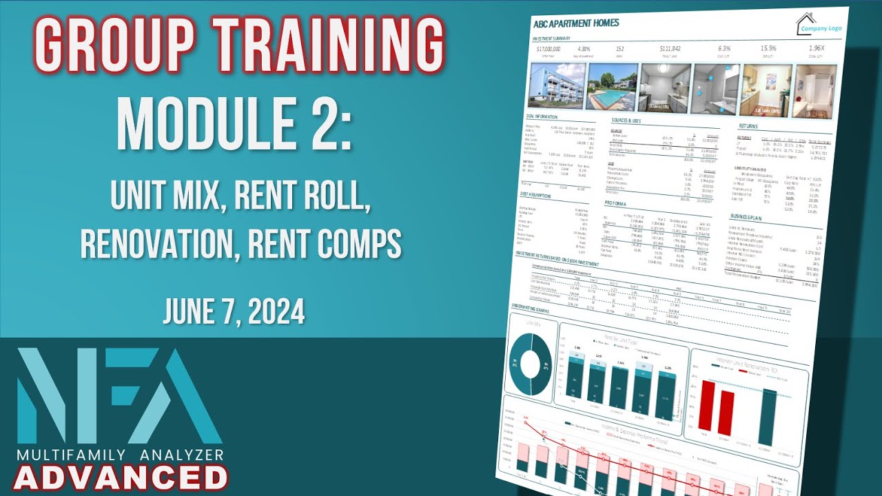 Module 2:  Unit Mix, Rent Roll, Renovation, Rent Comps - MFA-ADVANCED Group Training June 7, 2024