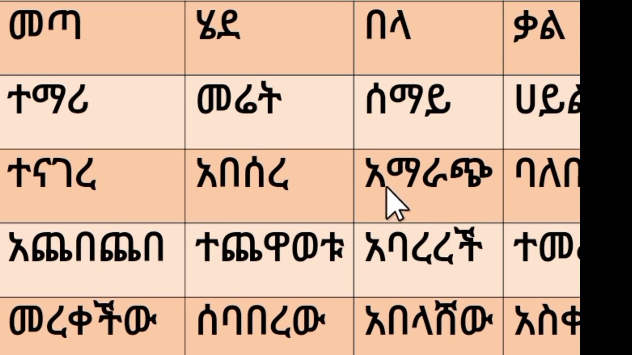 አማርኛ ቃላቶችን መለማመድ #amahric #werds #education 
