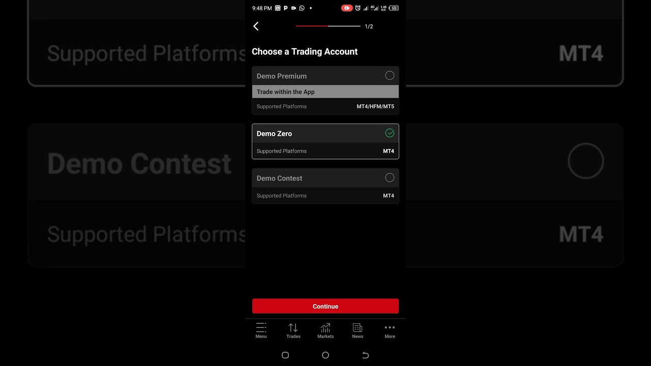 how to create demo account in HFM broker app