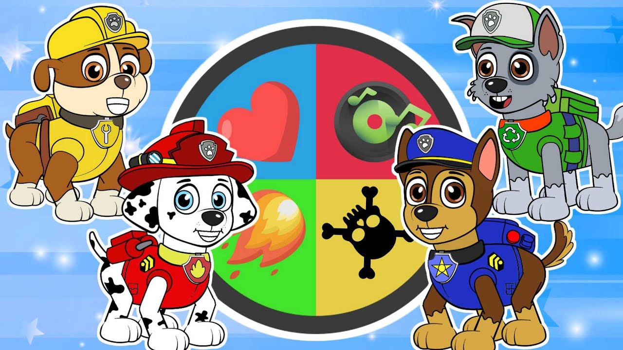 Lucky Spin : Who's the Luckiest Chase, Rocky, Rubble, or Marshall??? | Funny PAW Patrol Animation.