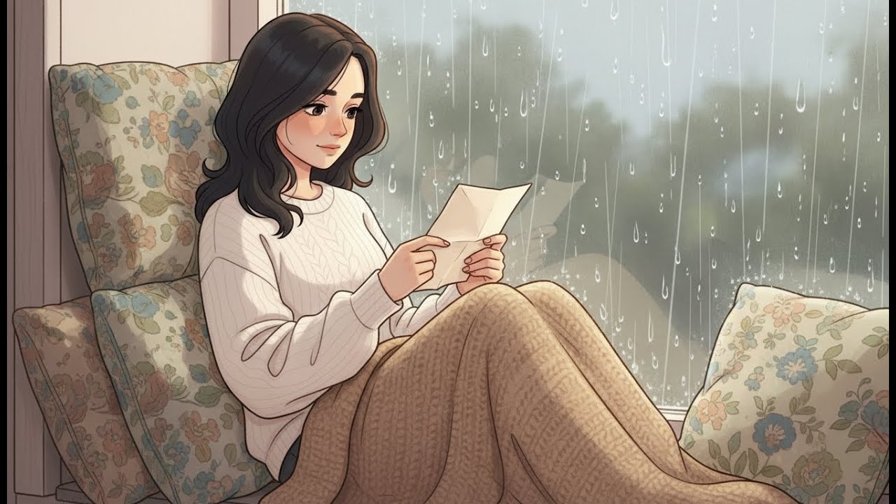 Rainy Day at the Window – Reading Old Letters and Sipping Hot Chocolate 🌧️