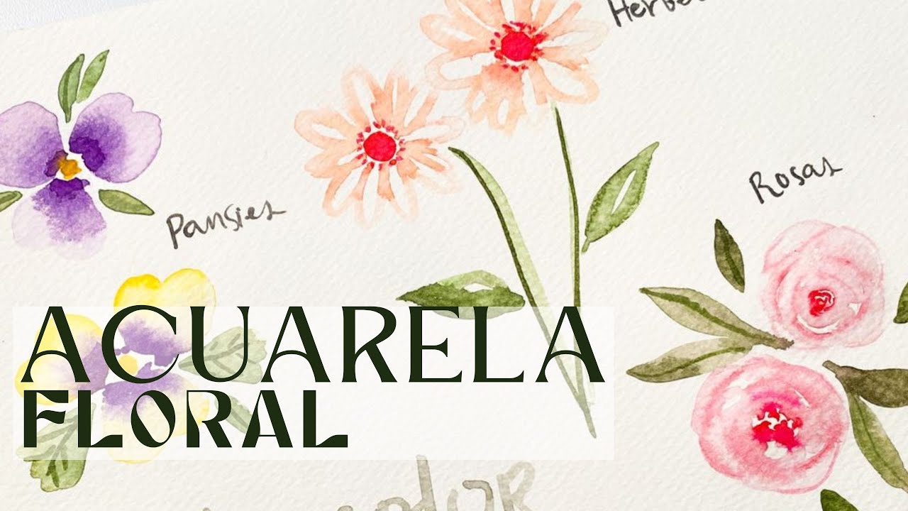 ACUARELA FLORAL  Pansies -herbena -rosas TUTORIAL PASO A PASO para pintar FLORES en ACUARELAS