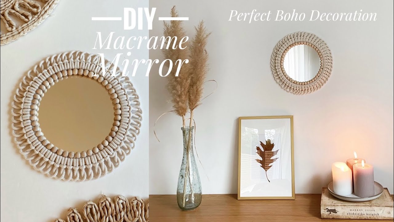 DIY Macrame Mirror With Wooden Beads/Christmas Decoration/Lustro z koralami/Dekoracja świąteczna