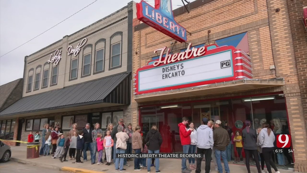 Moviegoers Line The Street In Carnegie As 106-Year-Old Movie Theater Reopens After Shutting Down Due