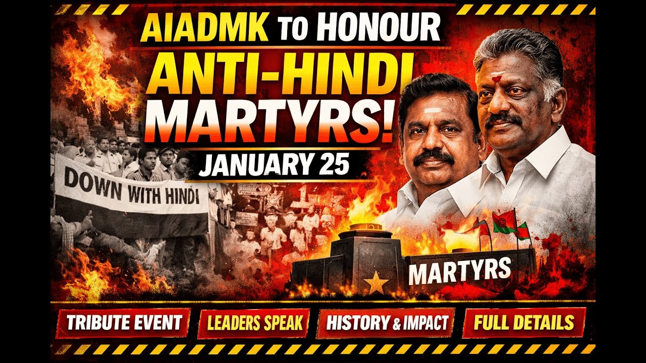 AIADMK to Honour Anti-Hindi Agitation Martyrs on January 25 | Full Event Details