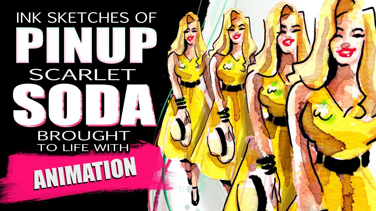 Animating ink sketches of PINUP model Miss Scarlet Soda - A hand drawn animated walk cycle!