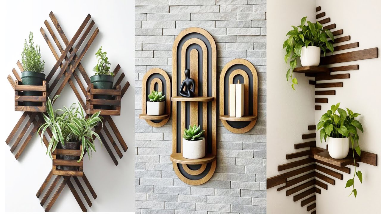 Diy floating shelves | Plant wall decoration ideas | Plant stand design | Home decorating ideas