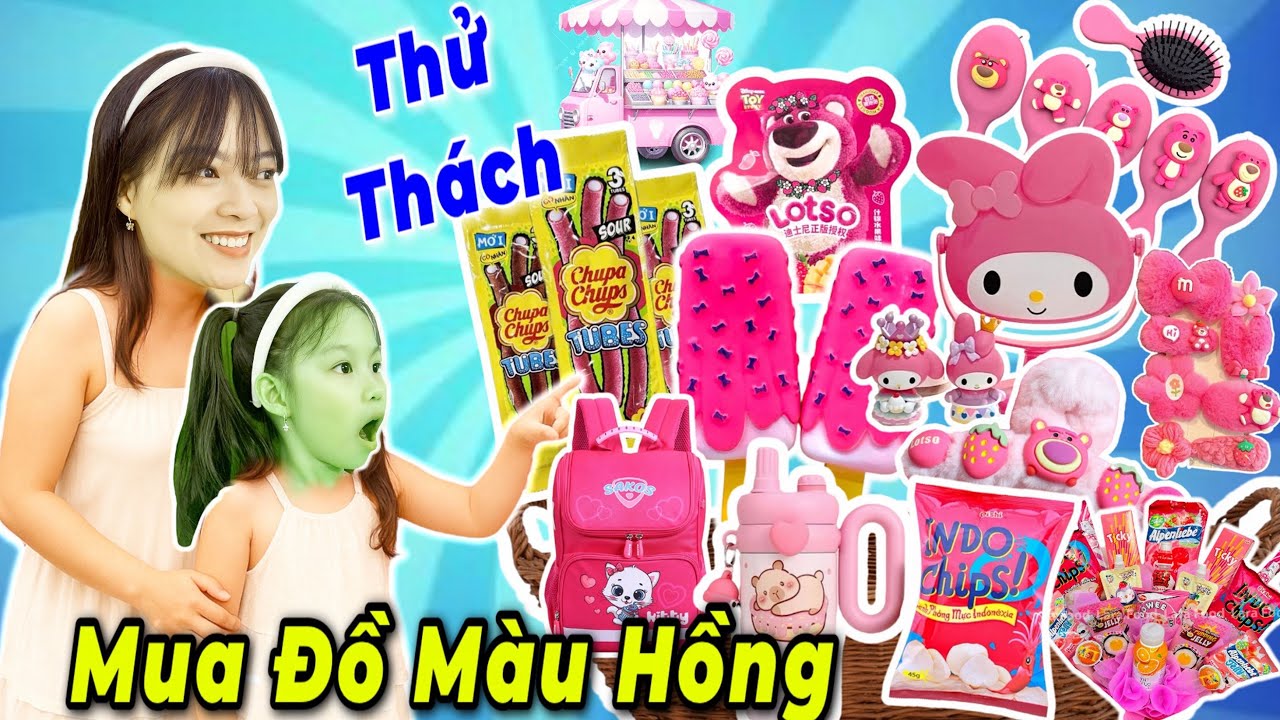 Thử Thách Mua Tất Cả Đồ Màu Hồng- Hằng Nheo Vlog