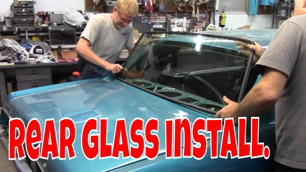 Rear glass install in a classic Mustang. Jade part 91