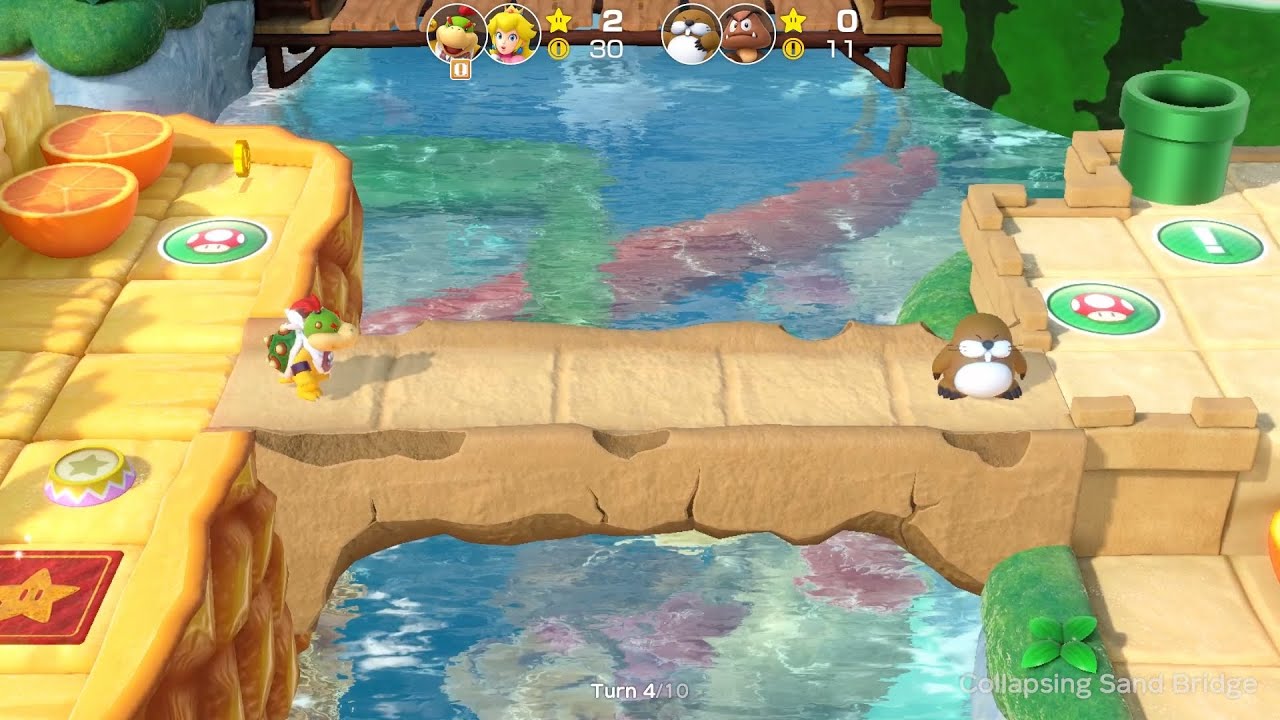 Super Mario Party Partner Party #1427 Watermelon Walkabout Bowser Jr & Peach vs Monty Mole & Goomba