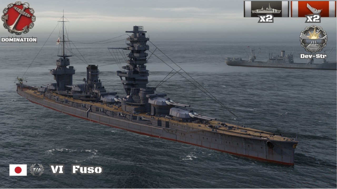 Battleship wipes out 2 ships during flank attack | VI Fuso | World of Warships Replays