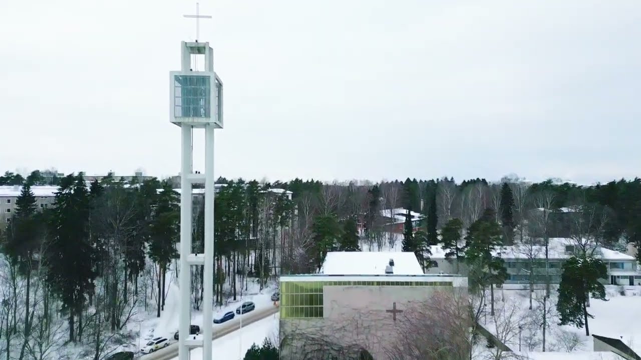 Munkkivuori Shopping Centre and Munkkivuori Church, drone video