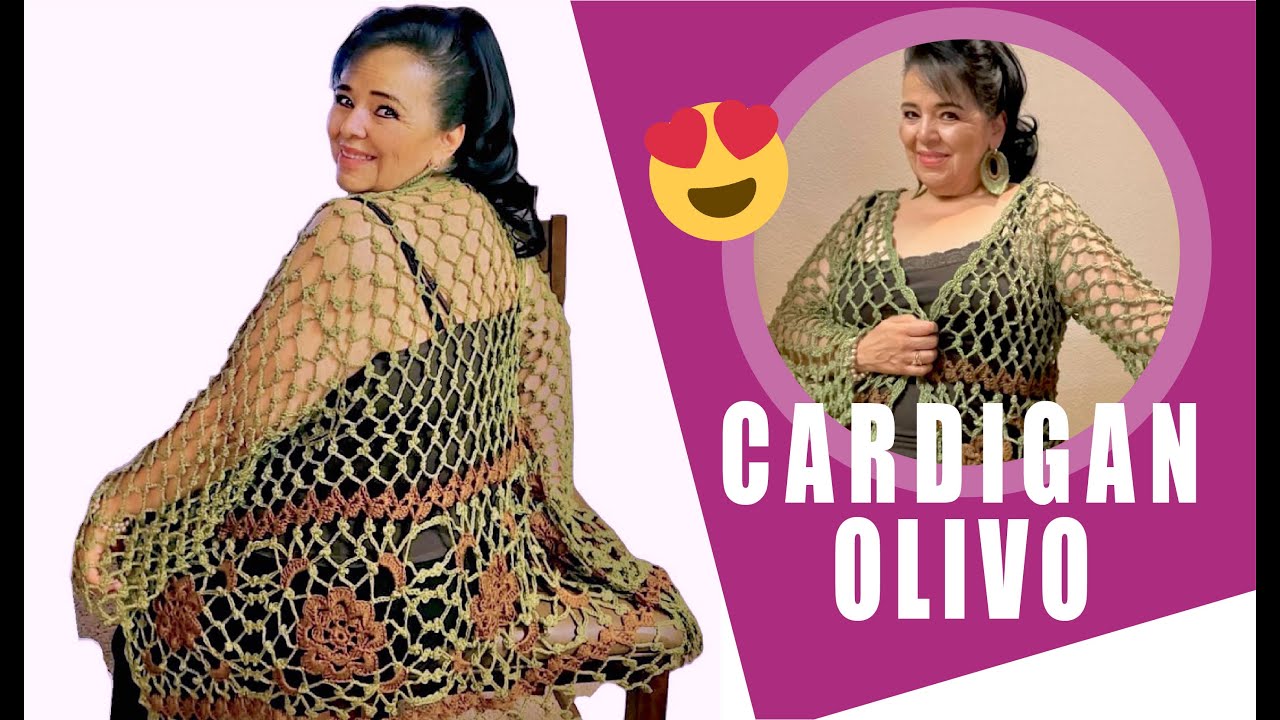 CÓMO TEJER UN SACO O CÁRDIGAN OLIVO EN GANCHO O CROCHET 💚​🌾​ Yo Tejo con LAURA CEPEDA