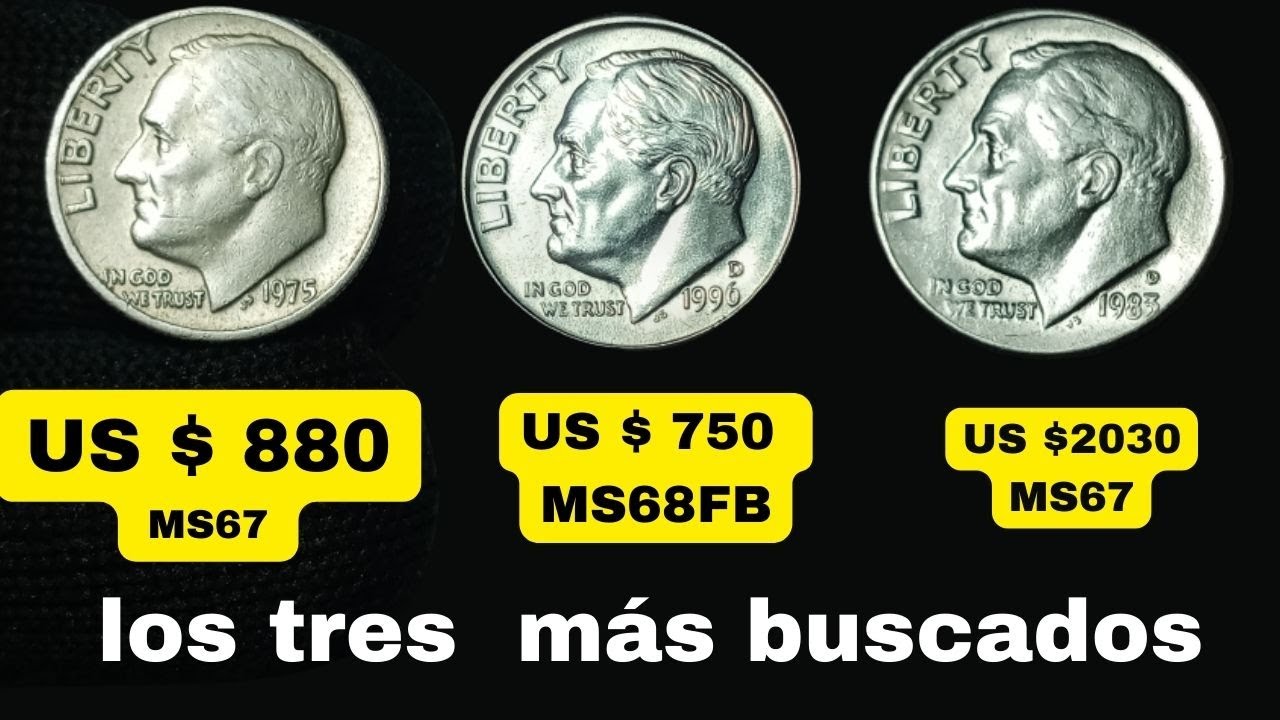 Los tres Dimes mas buscados 1975 X 880 US, 1983 X 2.030 US  y 1996 X 750 US #moneda