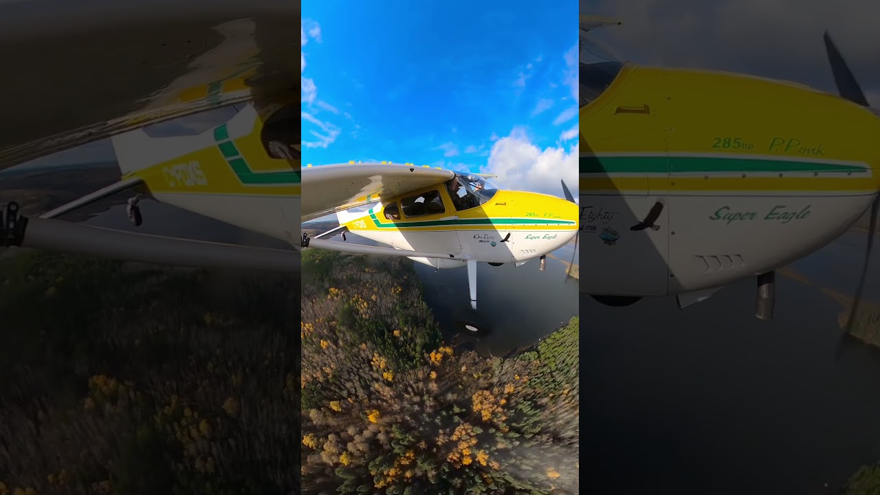 Cessna 180 Skywagon departing camp in Red Lake Ontario and heading home