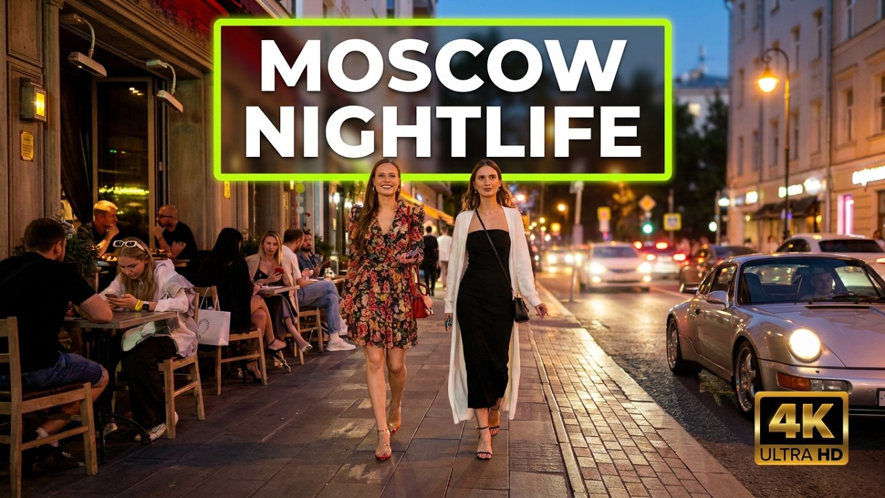 Moscow Nightlife: Tourist Crowds 🔥 Russian City Walking Tour, 4K HDR