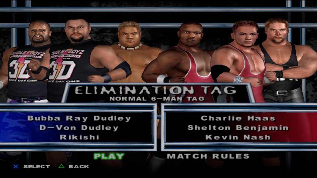 WWE SmackDown! HCTP - Dudley Boyz,Rikishi VS CharlieHaas,SheltonBenjamin,KevinNash (ELIMINATION TAG)