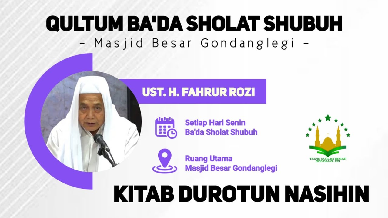 LIVE Qultum Hari Senin 09/03/2026 Ba'da Shalat Shubuh Oleh Ustadz H Fahrur Razi