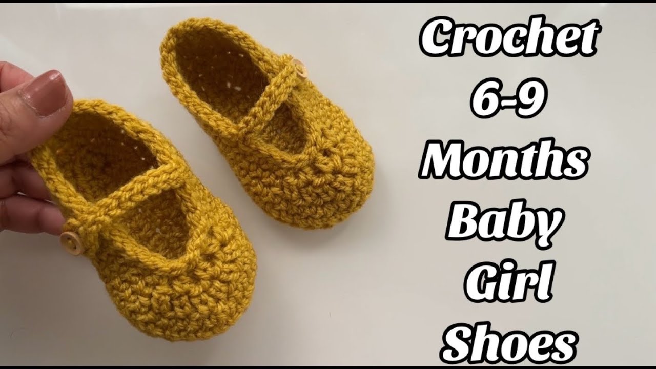 CROCHET BABY BOOTIES / MARY JANE SHOES 6-9 MONTHS Easy Step by step Tutorial for  US TERMS