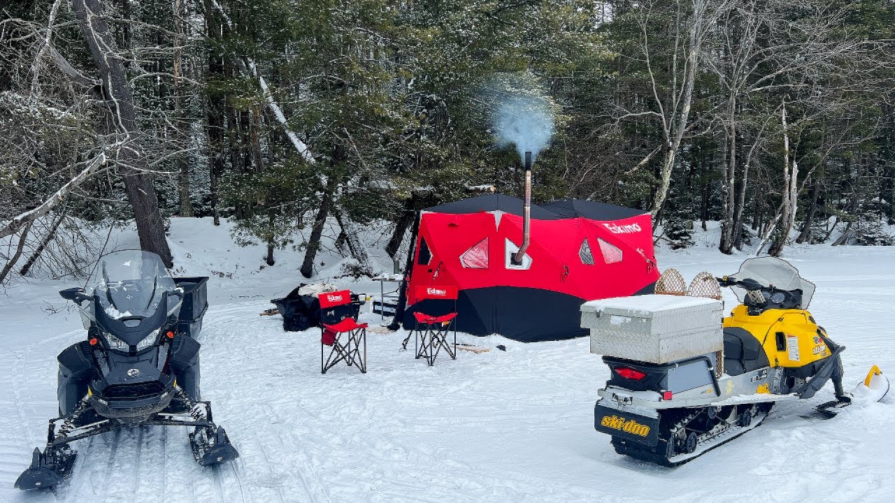 The PERFECT Winter Camping Set Up! Catch & Cook Shore Lunch: Day 2