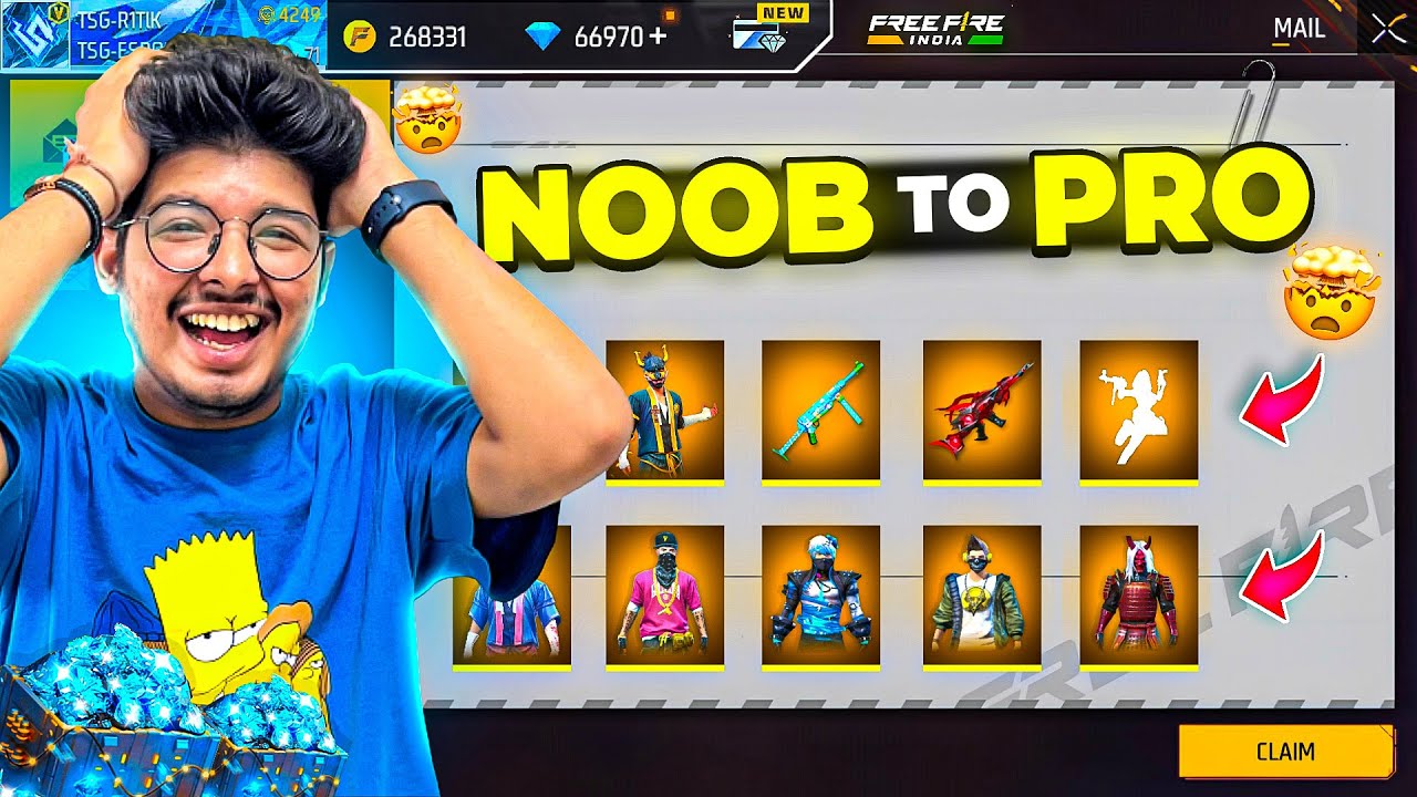 Free Fire 1Lvl Noob Poor Id To Pro Max Level Id 😍🤑 In 20.000 Diamonds💎-Garena Free Fire