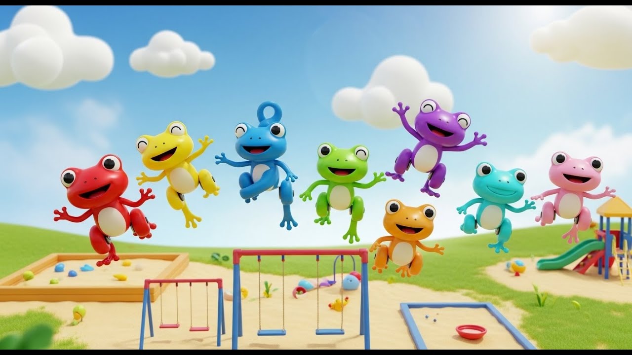Oito Sapos de Brinquedo para Jogar Hop Hop | Rimas de Saltos e Números