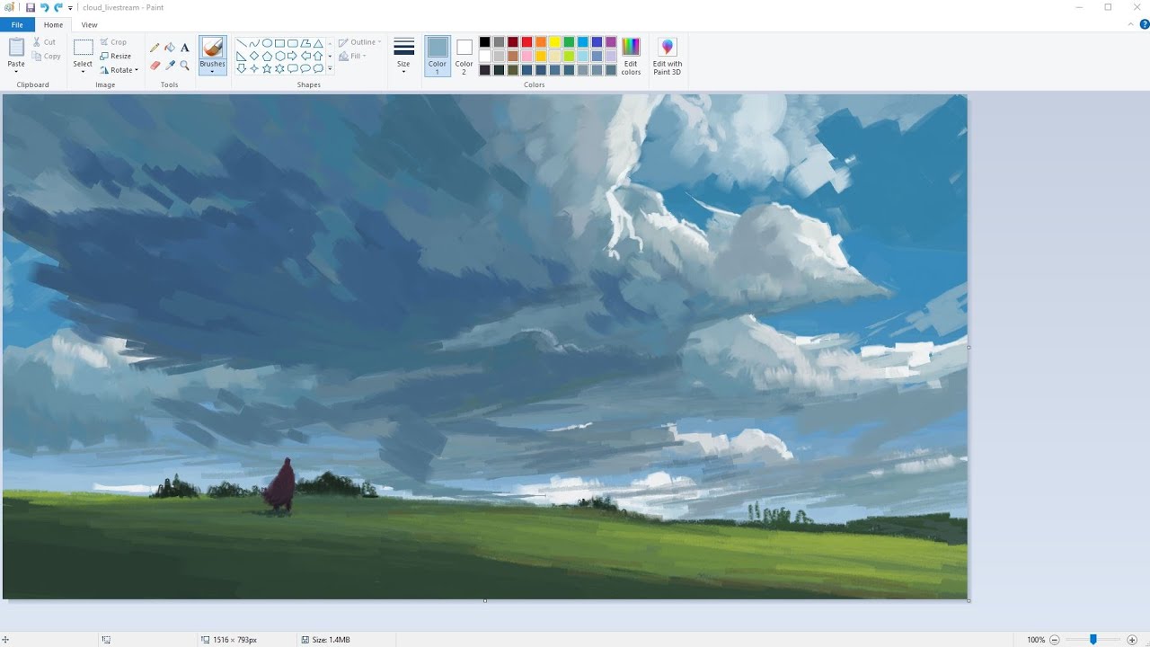 Painting CLOUDS in MS Paint (Live)
