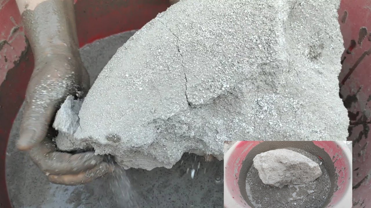 Asmr - dusty -grainy pure  cement chunks crumbling in water 💦💦