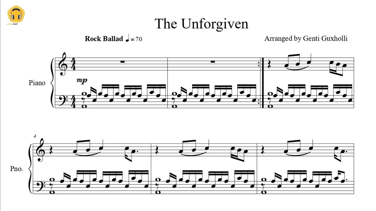 The Unforgiven by Metallica (Piano Solo/Sheets)