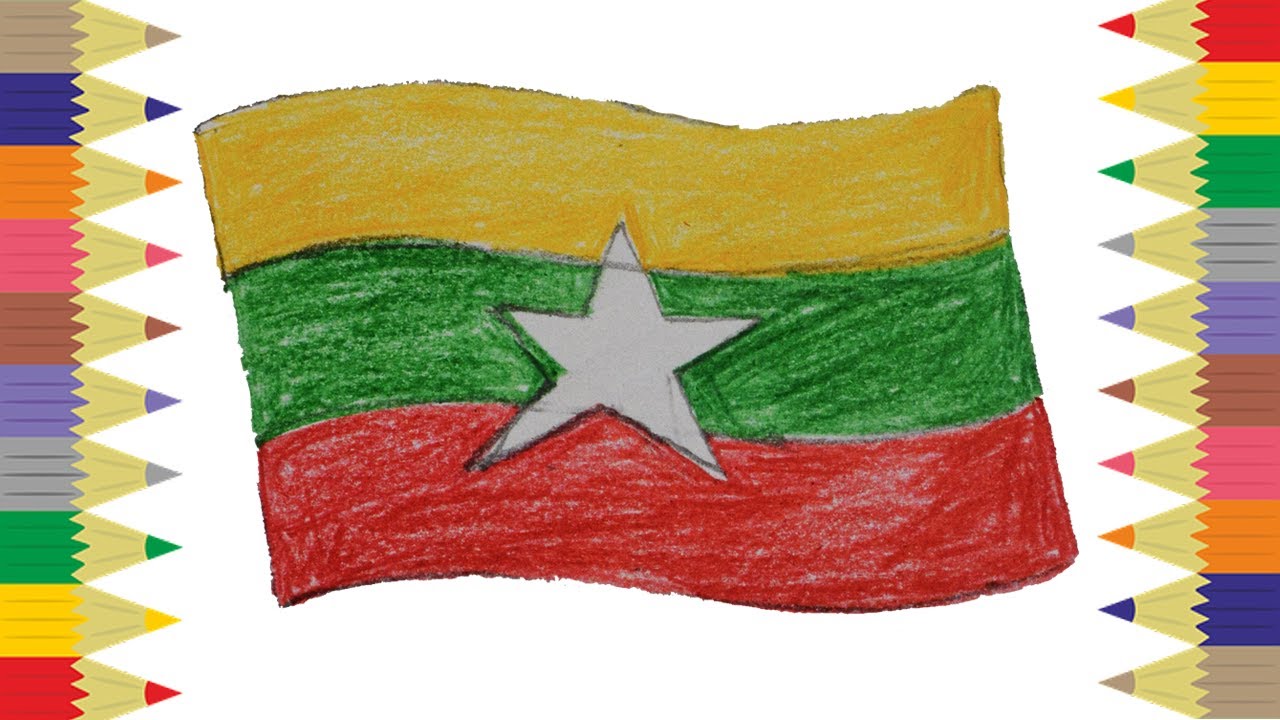 How To Draw Flag of Myanmar Burma | Easy drawing lesson #drawing